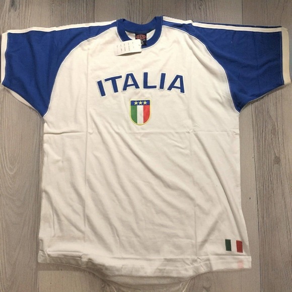 PSNY Mens Soccer Football White Cotton T-Shirt ITALIA XXL Italian Crest NWT - Picture 8 of 16